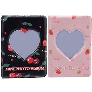 SZHTSWU 2 Pack Mini Photo Album 40 Pockets, 3 Inch Kpop Photocard Holder Book Small Photocard Binder Photo Card Binder Love Heart Hollow Picture Album for Photo Cards Picture