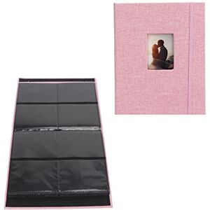 Annadue 208 Pockets Photo Album for Polaroid Pictures, Built in 26 Pages, Mini Decorative Picture Album for Store 3 Photos, Movie Tickets, Bank Cards, Business Cards, Etc (Pink)