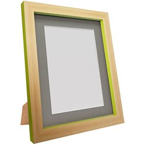 FRAMES BY POST Plastic Glass Magnus Picture Photo Frame, Recycled, Beech and Green with Dark Grey Mount, 20 x 16 Image Size 16 x 12-Inch