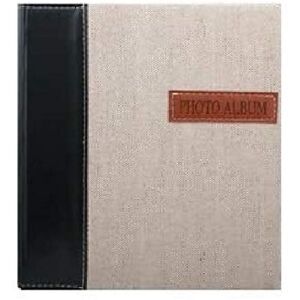 Atlona 1 x Natural Cream Stitched & Black Stripe 23 x 22cm Photo Album Holds 200 6 x 4" Photographs