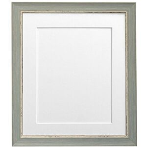 FRAMES BY POST Nordic Distressed Picture Photo Frame, Recycled Plastic, Blue with White Mount, 9 x 7 Image Size 7 x 5 Inch