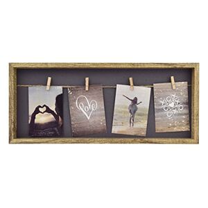 accent by nielsen nielsen Accent Photo Frame to fit 4 Photos 3.5x5", Clothesline with Pegs Picture Frame, Wooden Photo Frame, 9x13cm Photographs - Natural