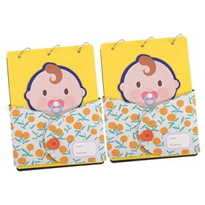 Kisangel 2pcs Memory Scrapbook Adhesive Shower Sticky Book Milestone Newborn Photo Keepsake Journal Memorial Year DIY Orange Albums Album Infant Baby Milestones Gifts for First Gift Self