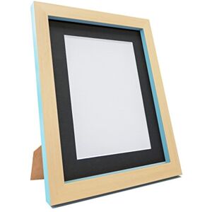 FRAMES BY POST Magnus Picture Photo Frame, Recycled Plastic, Beech and Teal Blue with Black Mount, 6 x 4 Image Size 4 x 3-Inch