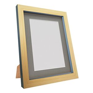 FRAMES BY POST Plastic Glass Magnus Picture Photo Frame, Recycled, Beech and Dark Grey with Dark Grey Mount, 24 x 18 Image Size 18 x 12-Inch