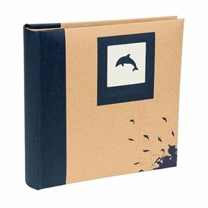 Kenro Green Wood Blue Dolphin Photo Album with Kraft Paper Cover for 200 Photos 6x4 inch/10x15cm Family Photograph Album - GRW006UE