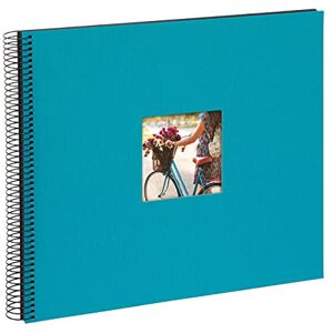 goldbuch Bella Vista Spiral, Linen Memory Cut-Out Cover 40 Pages, Book for Gluing, Photo Album, Paper, Turquoise (Black Sides), 35x30 cm