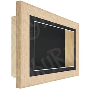 BabyRice Deep Shadow Box Frame 3D Display in Solid Oak Wood, Pine Box (Black Mount / Black Backing, 9x15" Glass (6.75x12.75" Display), 2.75" Deep)