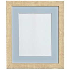 FRAMES BY POST Deep Grain Picture Photo Frame, Recycled Plastic, Light Brown with Blue Mount, 8 x 8 Image Size 5 x 5 Inch