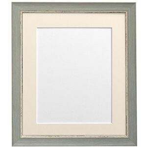 FRAMES BY POST Nordic Distressed Picture Photo Frame, Recycled Plastic, Blue with Ivory Mount, 7 x 5 Image Size 5 x 3.5 Inch