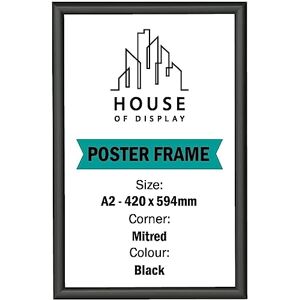 HOUSE OF DISPLAY A2 Snap Frame - Black A2 Poster Frame - Clip Photo Frames - A2 420 x 594mm Frame - 25mm Aluminum Frame - Open Easy Picture Frame - A2 Outdoor Poster Frame - Pack of 20