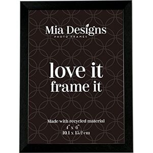 Mia Designs Picture Frame Brushed Black 4x6 (10x15cm) Photo Frame for Desk, Wall and Table Top in Eco-friendly PS material Environmentally Friendly Freestanding Frame