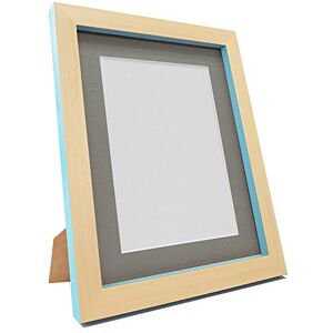 FRAMES BY POST Plastic Glass Magnus Picture Photo Frame, Recycled, Beech and Teal Blue with Dark Grey Mount, 36 x 24 Image Size 30 x 20-Inch