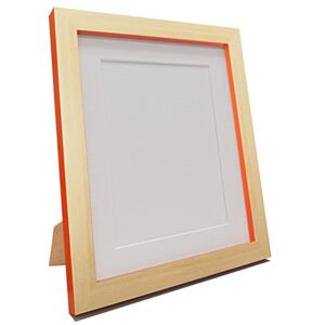 FRAMES BY POST Plastic Glass Magnus Picture Photo Frame, Recycled, Beech and Orange with White Mount, 21 x 10 Image Size 7 x 5-Inch