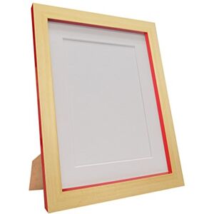 FRAMES BY POST Plastic Glass Magnus Picture Photo Frame, Recycled, Beech and Red with White Mount, 21 x 10 Image Size 7 x 5-Inch