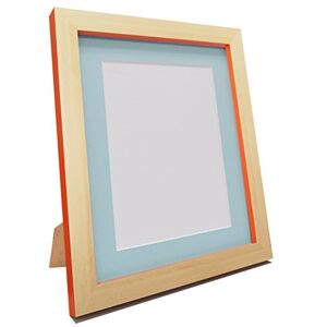 FRAMES BY POST Magnus Picture Photo Frame, Recycled Plastic, Beech and Orange with Blue Mount, 6 x 4 Image Size 4 x 3-Inch