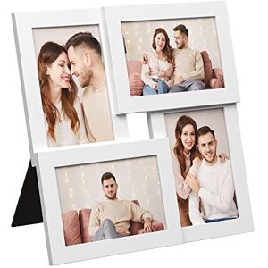 SONGMICS Picture Frame Collage for 4 Photos in 4x6, Picture Frames, Photo Frame Set, Glass, Assembly Required, Wall-Mounted, Family Photos, MDF, Cloud White RPF25WT