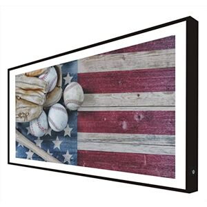 CCRETROILUMINADOS Black Lacquered Wooden Frame Frame Frame Backlit Baseball