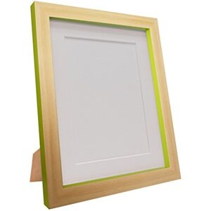 FRAMES BY POST Plastic Glass Magnus Picture Photo Frame, Recycled, Beech and Green with White Mount, 21 x 10-Inch/Image Size 7 x 5-Inch