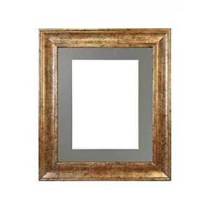 FRAMES BY POST Scandi Antique Gold Picture Photo Frame with Dark Grey Mount 10 x 8 Image Size 8 x 6 Inch