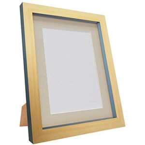 FRAMES BY POST Magnus Picture Photo Frame, Recycled Plastic, Beech and Dark Grey with Light Grey Mount, 7 x 5 Image Size 5 x 3.5-Inch