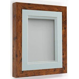 Frame Company Rickman Box 3D Photo Frame, Wood, Rustic with Light Blue Mount, 20x16 for Image Size 16x12 inch