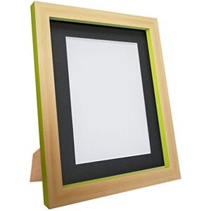 FRAMES BY POST Plastic Glass Magnus Picture Photo Frame, Recycled, Beech and Green with Black Mount, 21 x 10 Image Size 7 x 5-Inch