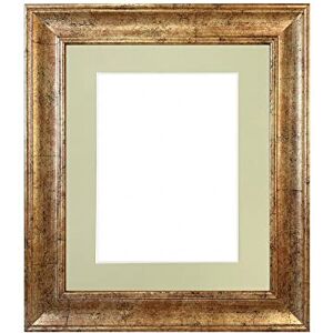 FRAMES BY POST Scandi Antique Gold Picture Photo Frame with Light Grey Mount 10 x 8 Image Size 8 x 6 Inch