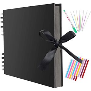 Scrapbook - Reastar Photo Album Memory Book Handmade DIY Family Scrapbook with 1 Pen Tube/ 8 Refills/ 2 Photo Stickers - for Christmas Birthday Mothers Fathers Day Gift, Black (40 Sheets, 80 Pages)