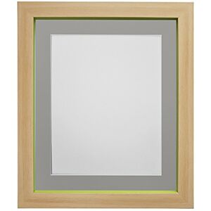 FRAMES BY POST Plastic Glass Magnus Picture Photo Frame, Recycled, Beech and Green with Dark Grey Mount, 21 x 10 Image Size 7 x 5-Inch