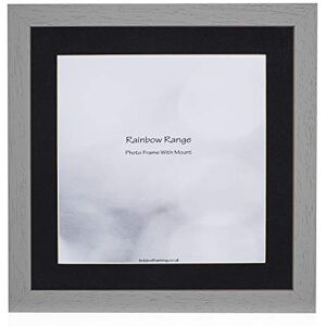 Boldon Framing - Pale Grey, Square Thin Photo Frame in Solid Wood with Black Wall Mount, 7x7 Pic Size 5x5