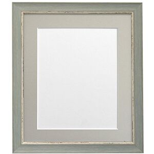 FRAMES BY POST Nordic Distressed Picture Photo Frame, Recycled Plastic, Blue with Light Grey Mount, 8 x 6 Image Size 6 x 4 Inch