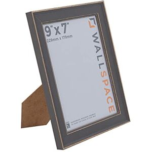 Wall Space 9x7 Shabby Chic Grey Photo Frame - 9 x 7 inch Picture Frame for Prints, Photo & Image - 7x9 Rustic Poster Frame Made of Natural Solid Wood & Real Glass - Handmade in the UK (229x 179mm)