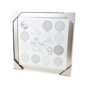 Hugs & Kisses My First Year Glass Photo Frame Holds 12 Photos - Beautiful Multi-Photo Picture Frame - Cherish The Memories of Your Loved One for Life Baby Gift