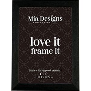 Mia Designs Picture Frame Ebonized Walnut 4x6 (10x15cm) Photo Frame for Desk, Wall and Table Top in Eco-friendly PS material Environmentally Friendly Freestanding Frame