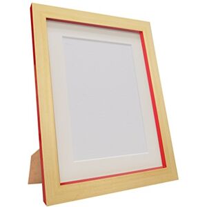 FRAMES BY POST Plastic Glass Magnus Picture Photo Frame, Recycled, Beech and Red with Ivory Mount, 21 x 10 for 3 Images Size 7 x 5-Inch