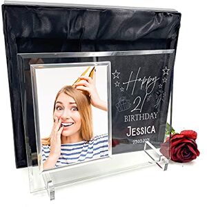 ukgiftstoreonline Personalised Any Age Birthday Large Glass Photo Frame In Lined Gift Box 18th, 21st, 30th, 40th, 50th