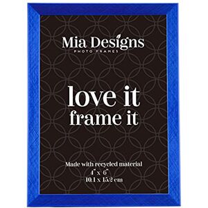 Mia Designs Picture Frame Cross Brushed Metallic Blue 4x6 (10x15cm) Photo Frame for Desk, Wall and Table Top in Eco-friendly PS material Environmentally Friendly Freestanding Frame