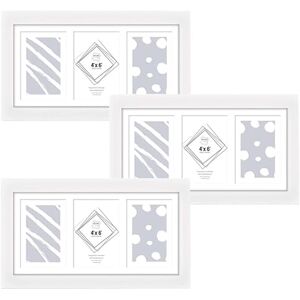 M1SS Multi Photo Picture Frames - White Multiple Photos 3 Aperture 4 x 6 Frame to Fit 3 Photos – Solid Wood 10 x 15cm- REAL GLASS - Three Photo's 6 x 4 Inch (Set of 3)