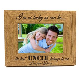 ukgiftstoreonline Best Uncle Belongs To Me Personalised Engraved Photo Frame Gift (5 x 7 Inch)