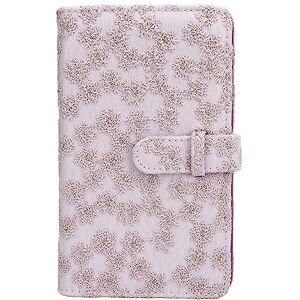 Dioche Photo Album, 3in Photo Album Book Transparent Page Name Card Holder for Fujifilm Mini 12 Purple Lace Flower Pattern