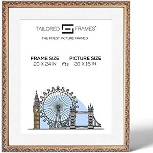 Tailored Frames Vienna Gold 24" x 20" Frame for 20" x 16" Picture Rustic Style Vintage Single Picture Frame Wall Hanging Type Photo Frame with White Mount