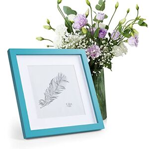 Classic by Casa Chic - Solid Wood 10x10 inch (25x25 cm) Square Photo Frame - Mount for 7x7 inch (18x18 cm) Picture - Tempered Glass - Teal