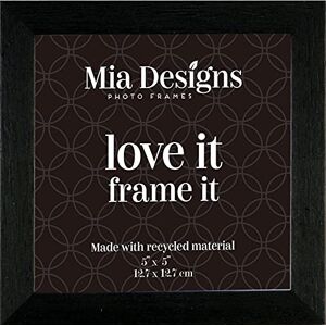 Mia Designs Picture Frame Ebonized Walnut 5x5 13x13 Cm Photo Frame for Desk, Wall and Table Top in Eco-friendly PS material Environmentally Friendly Freestanding Frame