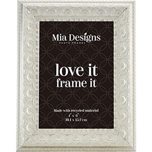 Mia Designs Picture Frame Baroque Silver 4x6 (10x15cm) Photo Frame for Desk, Wall and Table Top in Eco-friendly PS material Environmentally Friendly Freestanding Frame