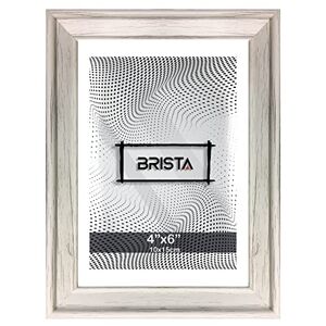 Brista White Solitaire Shabby Chic Distressed Wood Styrene Photo Frames for Desk and Wall Wedding Unique Gifts (4" X 6")