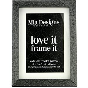 Mia Designs Picture Frame Grey Silver 5x7 13x18 Cm Photo Frame for Desk, Wall and Table Top in Eco-friendly PS material Environmentally Friendly Freestanding Frame