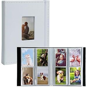 Goodsnetic Photo Albums, 208 Pockets PU Leather Mini Album Compatible with Fujifilm Mini 7s 8 8+ 9 25 26 50s 70 90 Film, PIC-300 Z2300 Film Instant Camera, White