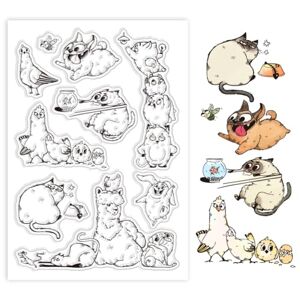 GLOBLELAND Cartoon Animals Clear Stamps Cat Dogs Decorative Clear Stamps Silicone Stamps for Card Making and Photo Album Decor Decoration and DIY Scrapbooking