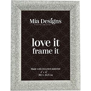 Mia Designs Picture Frame Crystal Gun Metal 4x6 (10x15cm) Photo Frame for Desk, Wall and Table Top in Eco-friendly PS material Environmentally Friendly Freestanding Frame